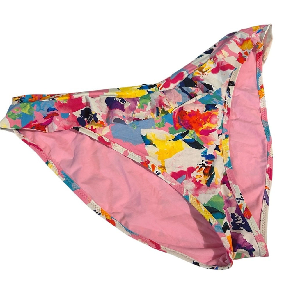 New Hanky Panky Ruffle bikini bottoms large Swimsuit Watercolor floral